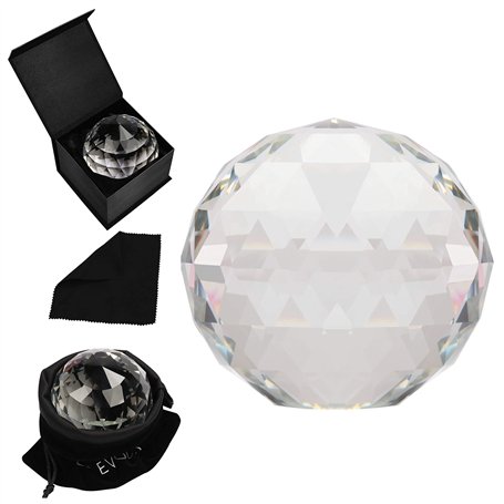 Belle Vous Boule de Cristal K9 à Facettes - Boule Cristal Photographie 8cm avec Support