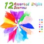 Pinsheng 12 pièces Foulards de Danse Colorées, Foulard de Jonglage Carré Écharpes Magiques pour Enfants Performance (60x60cm)