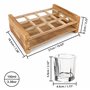 BELLE VOUS 12 Verres à Shot avec Plateau de Service en Bois Brûlé - 60 ml - Verre Shooter Transparent Base Solide - Porte Verre