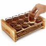 BELLE VOUS 12 Verres à Shot avec Plateau de Service en Bois Brûlé - 60 ml - Verre Shooter Transparent Base Solide - Porte Verre