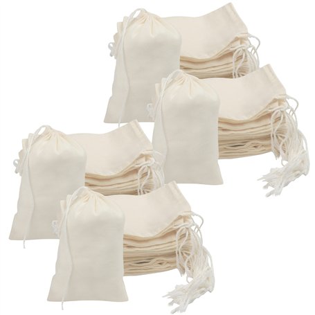 BELLE VOUS (Lot de 100 Petit Sac Cordon Coton Mousseline - 10 x 15 cm - Sac Legumes Reutilisable en Toile Végétale