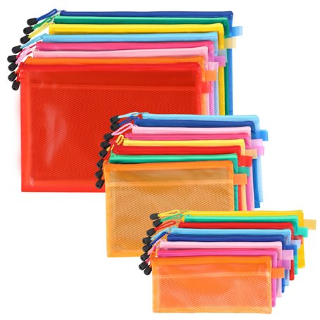 Belle Vous (Lot de 24) Pochette Plastique Zip - Pochette Zippée A4