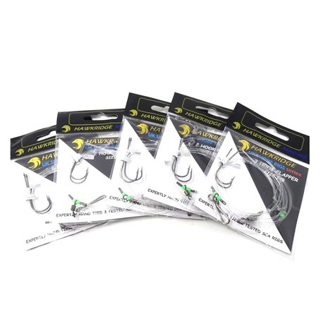 HAWKRIDGE RIG PRO Series – Lot de 5 paquets de bas de ligne de pêche à double hameçon de qualité commerciale prêts à l'emploi –