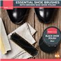 Lot de 2 brosses à chaussures et 3 cirages noirs,Kit de cirage pour chaussures,2 brosses à cirage pour chaussures + 3 cirages po