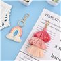 Vesaneae Lot de 2 Porte Clé Bohème arc-en-ciel avec Pompons pour Sac en Macramé, Porte-clés élégant Porte Clef Femme, Keychain S