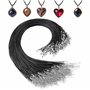 Kurtzy Paquet de 120 Cordons de Collier en Polyester Ciré Noir avec Chaîne et Fermoir Mousqueton - 50cm - pour Fabrication de Bi