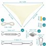 Belle Vous Toile Ombrage Triangle Crème - Voile d Ombrage 2 x 2 x 2 m Imperméable avec Cordes - Abri de Jardin, de Patio ou d’Ar