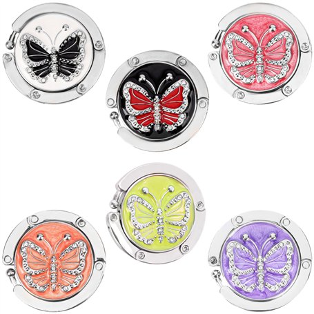 Kurtzy Lot de 6 Crochets de Table pour Sac à Main - Crochet Pliable pour Sacs a Main - Accessoire Accroche Sac pour Table et Bur