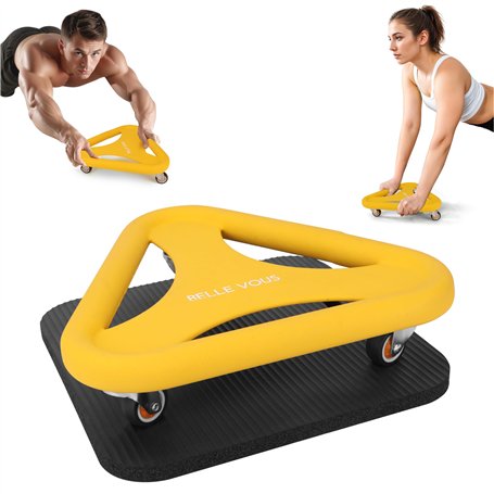 Belle Vous Roue Abdominale - Materiel Fitness pour Abdominaux avec Tapis de Soutien pour les Genoux - Appareil de Musculation de