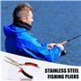 Wisebom Pince de Pêche, Pince à Bec Long en Acier Inoxydable Pince Ligne de Pêche Ciseaux Multi-Fonction, Pince à Anneau de Rete