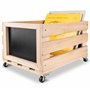 Creative Deco Caisse en Bois pour Vinyles avec Tableau Noir 46 x 36 x 29 cm (+/- 1 cm) | Bac de Rangement avec roulettes | Boîte