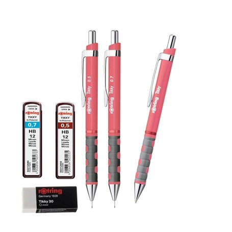 rOtring Tikky Lot de 28 crayons et stylos à bille avec recharges 0