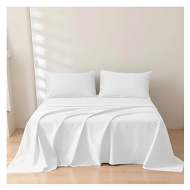 Rehan & Co Drap plat Super King Size - 100 % coton égyptien 300 fils au pouce carré - Qualité hôtelière - Uni - Respirant - 275  Rehan & Co Drap plat Super King Size - 100 % coton égyptien 300 fils au pouce carré - Qualité hôtelière - Uni - Respirant - 275
