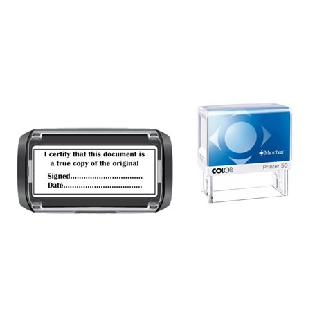 Tampon auto-encreur Certified True Copy - 69 x 30 mm - Encre noire