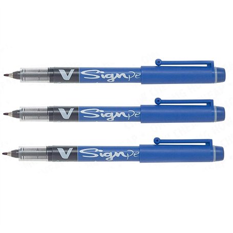 Pilot V Sign Pen Lot de 3 stylos à encre liquide Pointe 2 mm Bleu