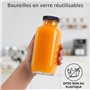 Winter Shore Bouteilles en Verre 475 ml avec Couvercles [Lot de 6] - Bouteille Reutilisable, Bouchons Noires - Bouteille Vide po