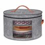 Winter Shore Boite Chapeau Ronde Grise - Grand Organisateur de Chapeaux Pliable avec Fermeture Éclair