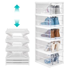 Winter Shore Meuble Boites Chaussures Empilables Transparentes 5 Niveaux - Casier à Chaussures Pliable avec Portes - Boite Chaus
