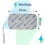 StimPads Lot de 4 électrodes EMS et TENS - 50 x 90 mm - Avec connecteur universel à broche de 2 mm - Électrodes adhésives fiable