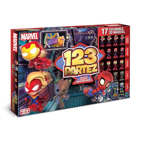 Shuffle 123 PARTEZ - Avengers - Jeu de société Famille & Enfant - Jeu des Petits Chevaux revisité - Marvel - A partir de 6 Ans
