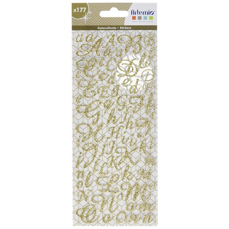 Artemio 177 Lettres De L'Alphabet Adhésives Paillettées Dorées