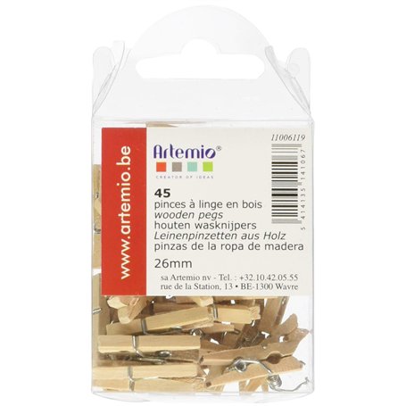 Artemio 11006119 Mini pinces à linge en bois Objet Bois