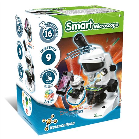 Science4you Mon Premier Microscope Enfants 7 8 9 10+ Ans - Kit de Chimie avec 15 Experiences Scientifiques - Adapteur Microscope
