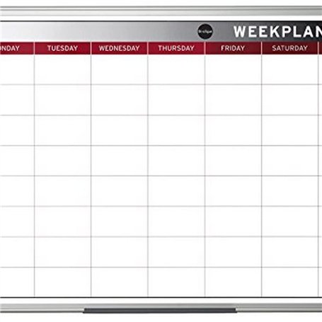 Bi-Office Earth - Tableau Planning Magnétique Hebdomadaire avec Cadre en Aluminium 90 x 60 cm