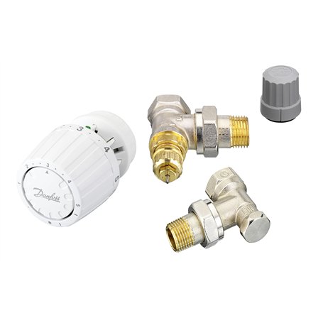 Danfoss 013G5217 Pack tête thermostatique Technologie gaz pour la rénovation RA2990 + Corps RA-FN 1/2" équerre + coude RLV-S 15