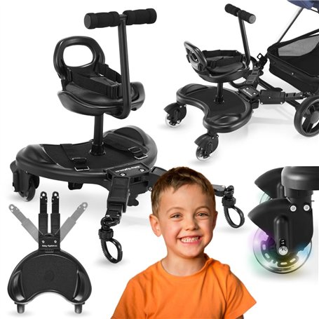 Moby-System Extension de Poussette Universelle 2 en 1 avec Siège et Roues LED