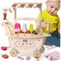 Mamabrum Chariot MAM16 Salon de Glace en Bois sur Roues - Ensemble avec Cônes, Boules Magnétiques, Cuillère, Menu et PièCes