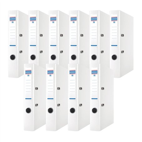 DONAU Lot de 10 Classeurs de bureau/Fins format A4 5 cm avec couverture en plastique PP/carton/blanche/Classeurs à anneaux en D