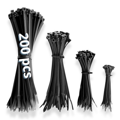 IDEA HOME 200 Pièces Serre Cable Plastique 100/150/200/300mm - Set de Collier de Serrage Résistant aux UV