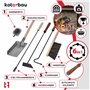 KOTARBAU® Lot de 5 ustensiles de cheminée avec tisonnier - Balai - Manche en bois - Accessoire de cheminée - Métal revêtu par pu