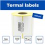 product image MD Labels Lot de 1000 étiquettes thermiques blanches en rouleau 90 x 40 mm – Adhésif permanent, pour codes-barres,