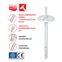 KLIMAS Cheville d'isolation à frapper avec clou plastique - faible profondeur ancrage 10 x 140 - Boîte de 200 - Cheville fixatio