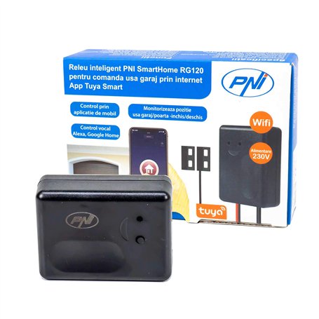 Relais intelligent PNI SmartHome RG120 WiFi pour la commande d'ouvre-porte de garage surveillée via Internet avec Tuya Smart App