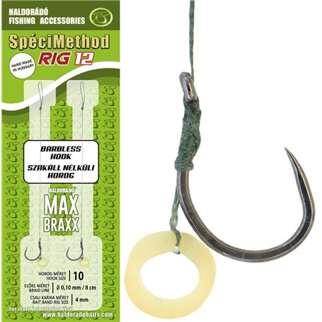 Haldorado SpéciMethod Rig12 Bas de ligne tressé 8 cm avec hameçon sans ardillon 0