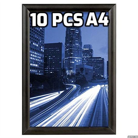 Displaysign: Lot 10 Cadres SNAP A4 d'affichage Photo Pliables clipser clic clac en Aluminium Noir