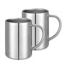 Lot de 2 tasses en acier inoxydable à double paroi de 400 ml avec poignées pour boissons chaudes et froides comme le lait/café/j