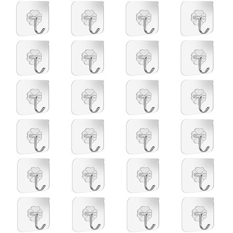 Lot de 24 crochets muraux et de plafond adhésifs et résistants pour salle de bains et cuisine