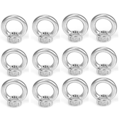 Lot de 12 écrous annulaires M6 en acier inoxydable avec œillets et rainures M6 - Accessoires pour le levage et le transport