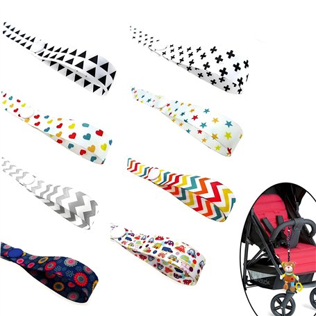 SwirlColor Lot de 8 Sangles de Transport pour Jouets - en polypropylène - Anti-Chute - Réglable - pour Poussette
