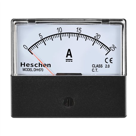 Heschen rectangle Panneau monté courant Mètre testeur Ampèremètre Dh-670 DC 0–25 A Class 2.0