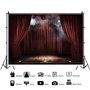YongFoto 3x2m Fond de Photographie de Scène Vintage Plancher en Bois Toile de Fond de Scène Rideau Rouge Foncé Smog Photo pour F