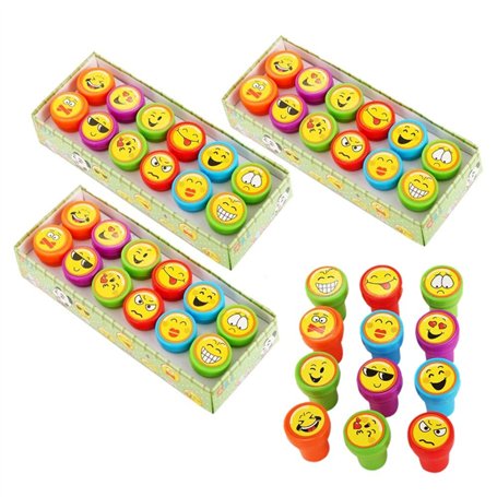 JZK 36 x Emoticon Emoji Tampons Encreurs pour Enfants Timbres Tampon Auto-encreur pour Cadeaux de fête pour Enfants Merci Cadeau