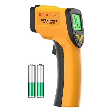 BSIDE H1 Thermomètre infrarouge Numérique Sans Contact Pistolet de Température Laser -58℉-1022℉ (-50℃-550℃) Émissivité Réglable