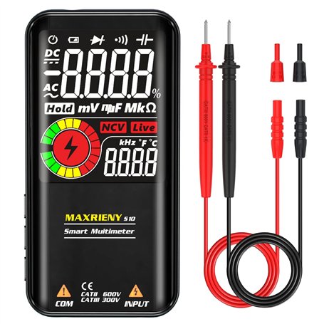 MAXRIENY Multimètre Numérique Intelligent Automatique avec Grand Écran Couleur 9999 Comptes Testeur de Tension Multifonction de