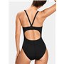 SYROKAN Femme Maillot de Bain Sport Natation 1 Pièce Mince Bretelles Dos Croisé Noir 40 inch