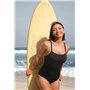 SYROKAN Femme Maillot de Bain Sport Natation 1 Pièce Mince Bretelles Dos Croisé Noir 40 inch